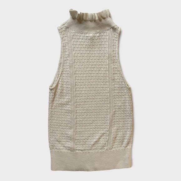 Sleeveless LEITH Knit Cream Turtleneck Sweater Size M - Picture 1 of 7